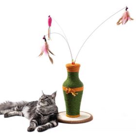 Cat Toy with Feather Stick Cat Scratching Post with Mat