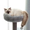 Wooden Cat Tree 4 Levels Platform for Large Cats Featuring with Fully Scratching Posts; Hammock; Padded Perch and Dangling Ball