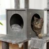 Wooden Cat Tree 4 Levels Platform for Large Cats Featuring with Fully Scratching Posts; Hammock; Padded Perch and Dangling Ball