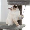 Wooden Cat Tree 4 Levels Platform for Large Cats Featuring with Fully Scratching Posts; Hammock; Padded Perch and Dangling Ball