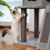 Wooden Cat Tree 4 Levels Platform for Large Cats Featuring with Fully Scratching Posts; Hammock; Padded Perch and Dangling Ball