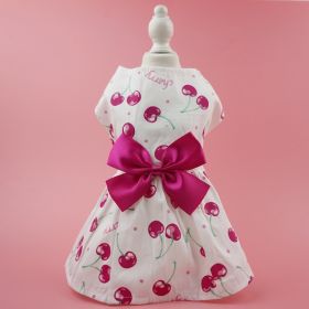 Summer Dog Dress; Pet Clothes With Bow Floral Pattern; Dog Skirt For Small & Medium Dogs (Color: Dark Pink)