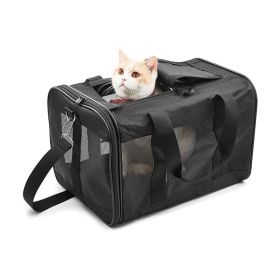 Collapsible Pet Travel Carrier Soft Sided Portable Bag (Color: Black)