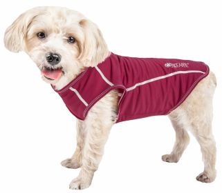 Pet Life Active 'Racerbark' 4-Way Stretch Performance Active Dog Tank Top T-Shirt (Color: Maroon)