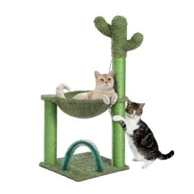 Indoor with Large House Natural Sisal Rope Cactus Cat Tree Condo (Color: Green A)