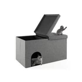 Multifunction Cat Furniture Cat Litter Box with Mat (Color: Grey)