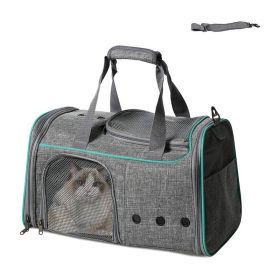 Foldable Airline Travel Pet Carrier Bag with Safety Strap (Color: Light Gray)